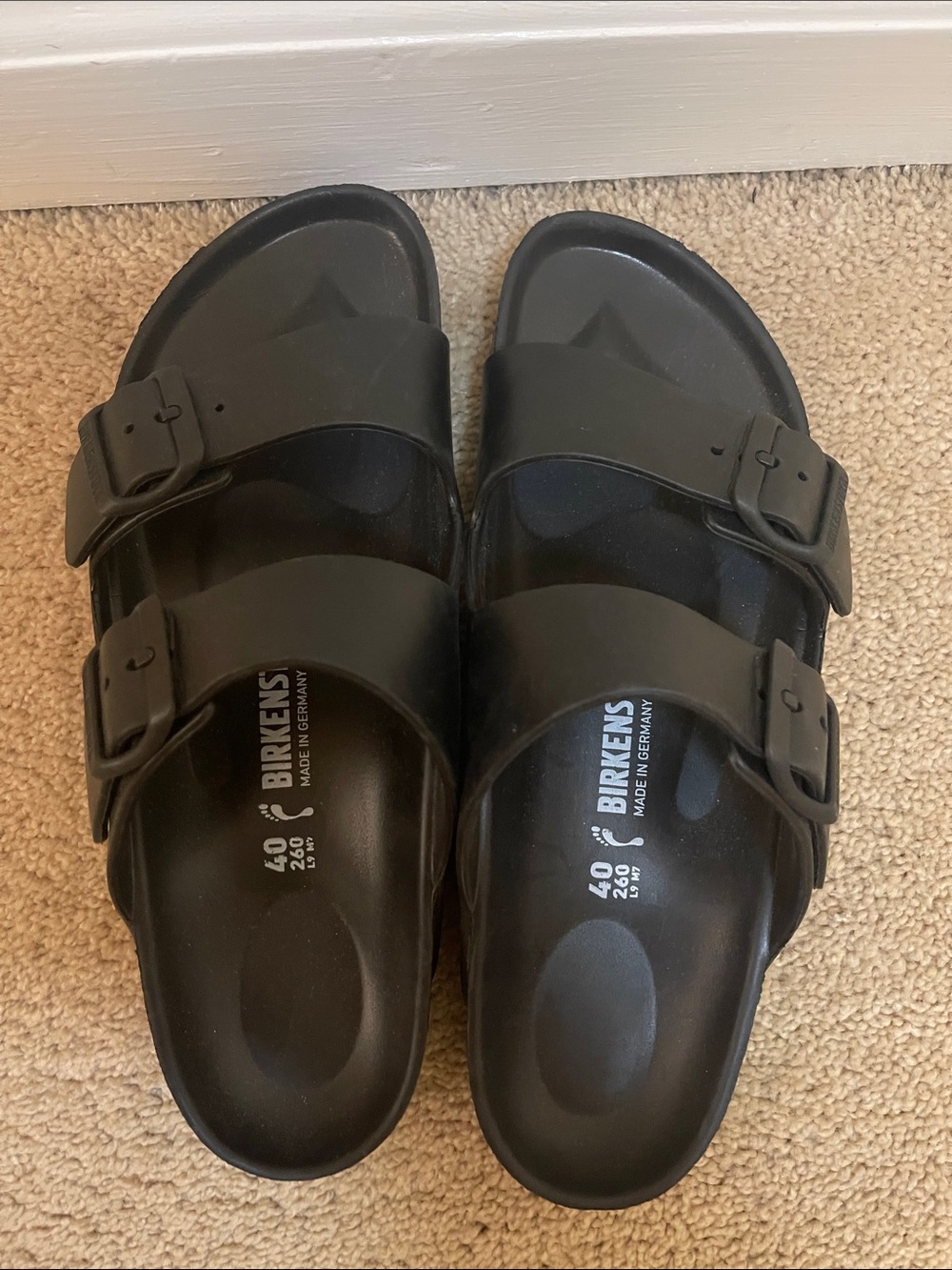 Birkenstock Black Double Strap EVA Sandals size L 9 /M7. Brand New